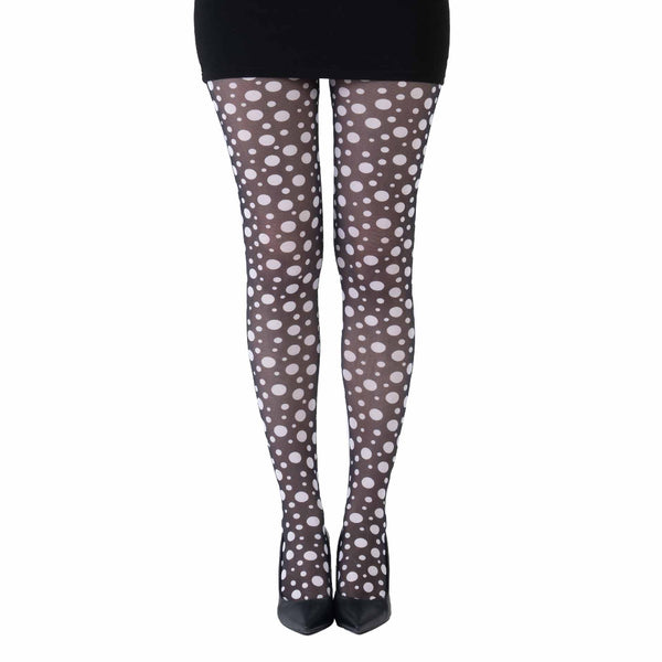 Full-Leg White Polka Dots