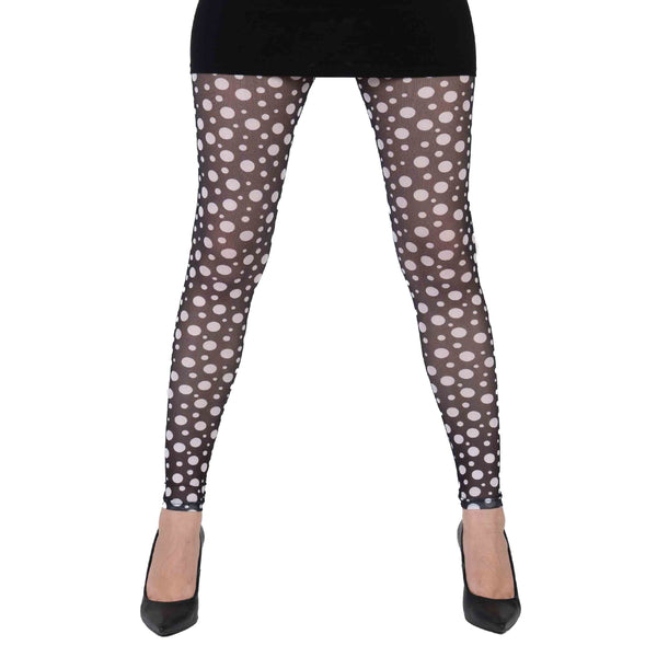 Footless White Polka Dots