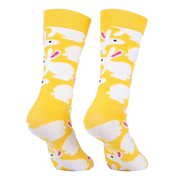 גרביים תואמות-שפן לבן רקע צהוב