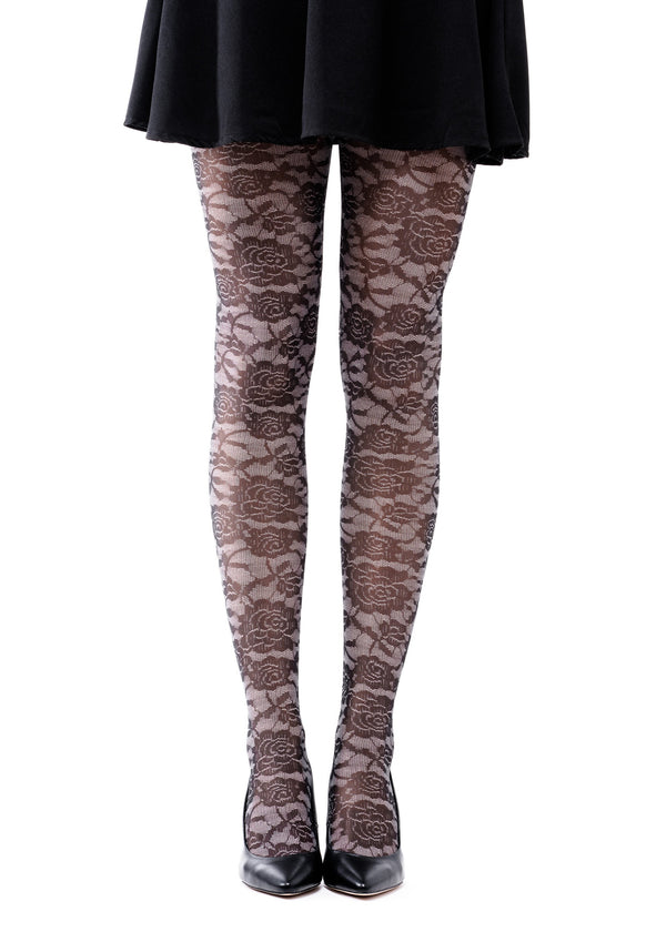 Full-Leg Floral lace black and gray